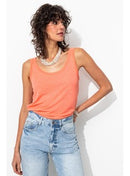 Débardeur en Lin Mélangé Femme - Orange Uni Colore