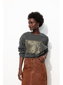 Sweat-shirt Oversize Pailleté - Gris Imprime