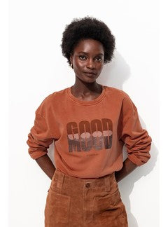 Sweat-shirt Oversize Femme - Marron Imprime