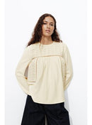 Blouse Brodée Femme - Naturel Uni Clair