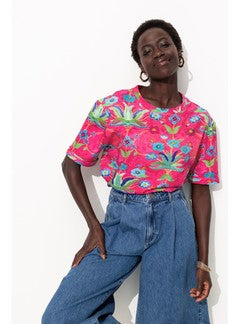 T-shirt Perlé Laura Gulshani - Rose Imprime