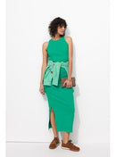Débardeur Côtelé Femme - Vert Uni Colore