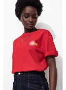 T-shirt à Message Femme - Rouge Imprime