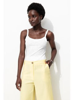 Débardeur en Jersey Uni Femme - Blanc Uni Clair