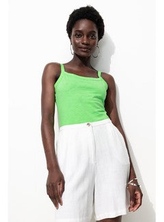 Débardeur en Jersey Uni Femme - Vert Uni Colore