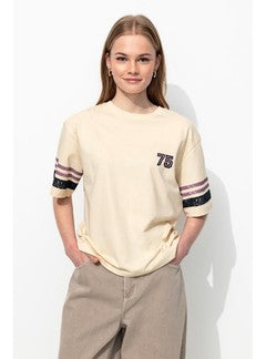T-shirt Motif Dos Femme - Naturel Imprime