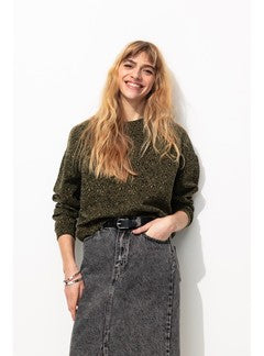 Sweat-shirt Léopard Femme - Kaki Uni Fonce