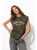 T-shirt Léopard Femme - Kaki Imprime