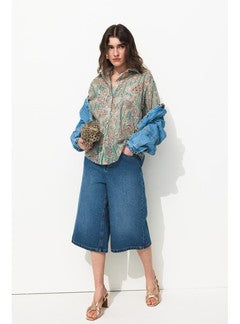 Chemise Légère Imprimée Femme - Bleu Imprime