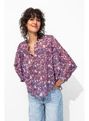 Chemise Oversize en Voile - Violet Imprime