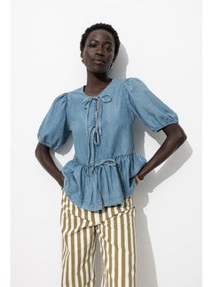 Blouse à Nouettes Femme - Jeans Uni Clair