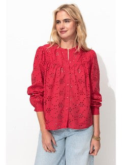 Chemise en Broderie Anglaise - Rouge Uni Colore