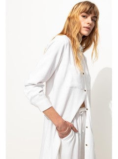 Longue Chemise Femme - Naturel Uni Clair