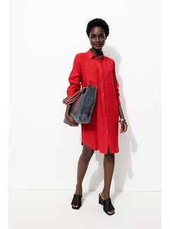 Longue Chemise Femme - Rouge Uni Colore