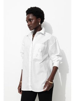 Chemise Brodée dans le Dos - Blanc Uni Clair