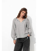 Blouse Rayée en Coton Femme - Noir Raye