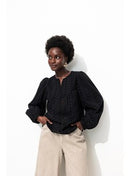 Blouse en Broderie Anglaise - Noir Uni Fonce