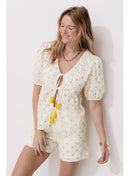 Blouse à Nouettes Femme - Naturel Imprime