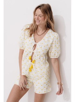 Blouse à Nouettes Femme - Naturel Imprime