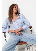 Chemise Oversize Broderie Love - Bleu Raye