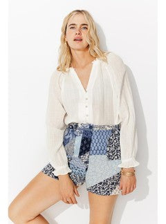 Chemise en Gaze de Coton Femme - Naturel Uni Clair
