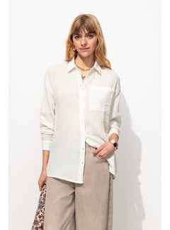 Chemise en Gaze de Coton Femme - Naturel Uni Clair