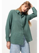 Chemise en Gaze de Coton Femme - Gris Uni Fonce