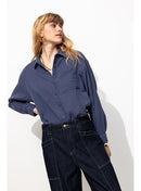 Chemise en Gaze de Coton Femme - Bleu Uni Fonce