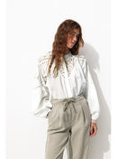 Blouse Brodée Femme - Naturel Uni Clair