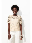 Blouse en Guipure Femme - Naturel Uni Clair