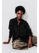 Chemise Oversize Unie Femme - Noir Uni Fonce