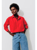 Chemise Oversize Unie Femme - Rouge Uni Colore