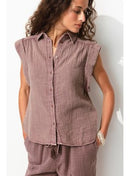 Chemise en Gaze de Coton Femme - Violet Uni Colore