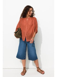 Chemise Manches Ballon Femme - Marron Uni Clair