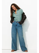 Chemise en Popeline Unie - Vert Raye
