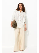 Chemise Brodée Manches Ballon - Naturel Uni Clair