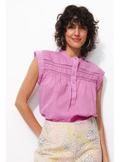 Blouse Unie en Coton Femme - Violet Uni Colore