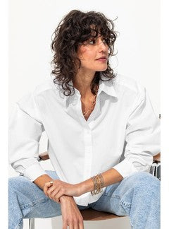 Chemise Cropped Femme - Blanc Uni Clair