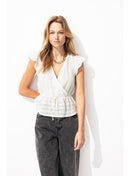 Blouse Effet Cache-cœur Femme - Naturel Uni Clair