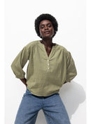 Blouse Oversize - Kaki Uni Fonce