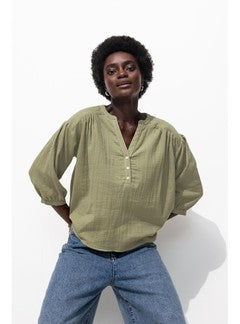 Blouse Oversize - Kaki Uni Fonce