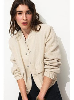 Bomber à Épaulettes Femme - Naturel Uni Clair