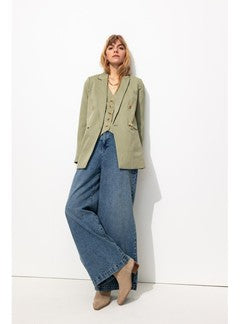 Blazer Croisé Unie Femme - Kaki Uni Clair