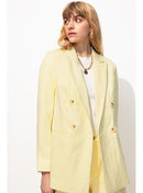 Blazer Croisé Unie Femme - Jaune Uni Colore