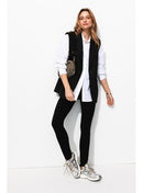 Blazer sans Manches Femme - Noir Uni Fonce