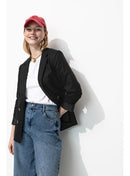 Veste de Tailleur Lin Mélangé - Noir Uni Fonce