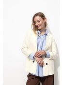 Veste de Tailleur Lin Mélangé - Naturel Uni Clair