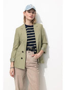 Veste de Tailleur Lin Mélangé - Kaki Uni Clair
