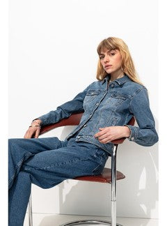 Veste en Jean Femme - Jeans Uni Fonce