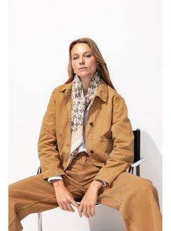 Veste Courte en Toile Femme - Naturel Uni Clair